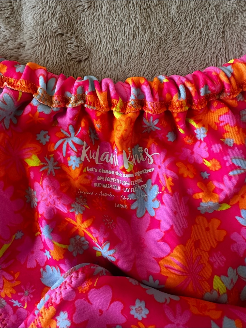 Kulani Kinis Pink Orange Floral Halter Bikini for Woman - Picture 2 of 3